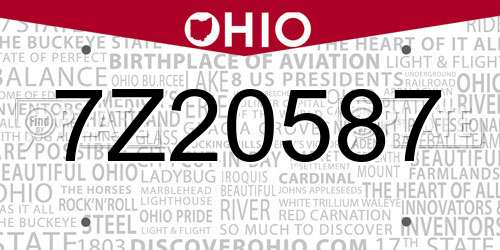 7Z20587 Ohio License Plate