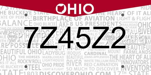 7Z45Z2 Ohio License Plate