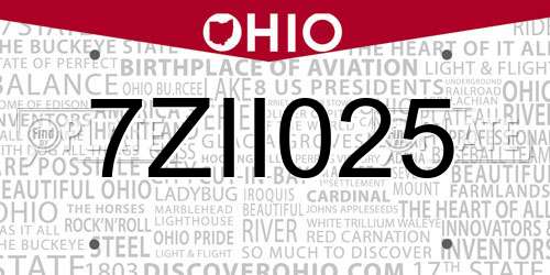 7ZII025 Ohio License Plate