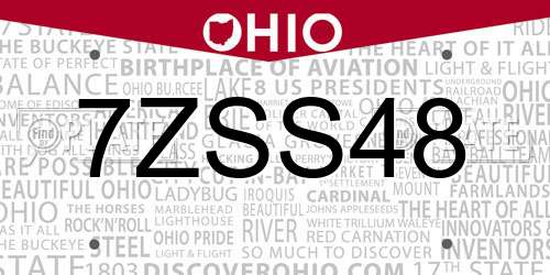 7ZSS48 Ohio License Plate