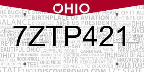 7ZTP421 Ohio License Plate