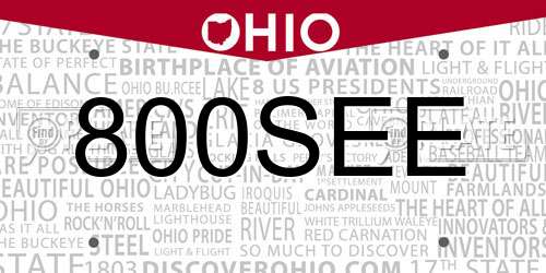 800SEE Ohio License Plate