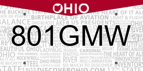 801GMW Ohio License Plate