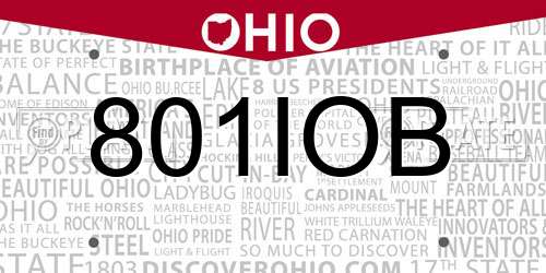 801IOB Ohio License Plate