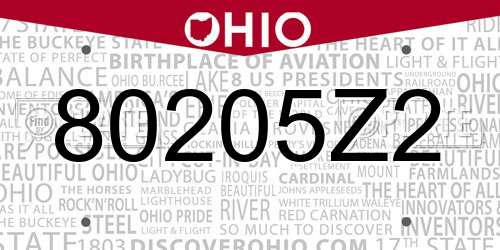 80205Z2 Ohio License Plate