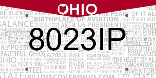 8023IP Ohio License Plate