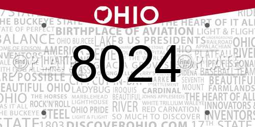8024 Ohio License Plate