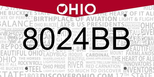 8024BB Ohio License Plate