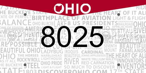 8025 Ohio License Plate