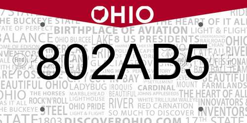 802AB5 Ohio License Plate