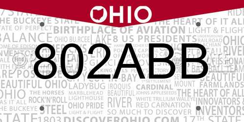 802ABB Ohio License Plate