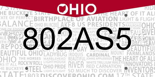 802AS5 Ohio License Plate