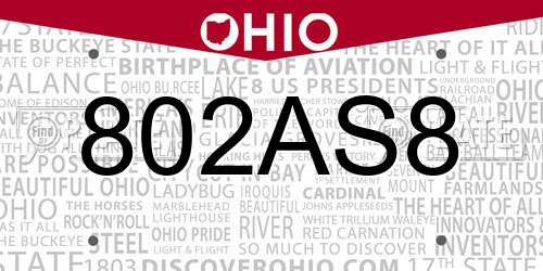 802AS8 Ohio License Plate
