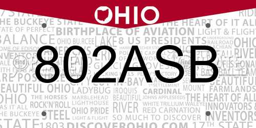 802ASB Ohio License Plate