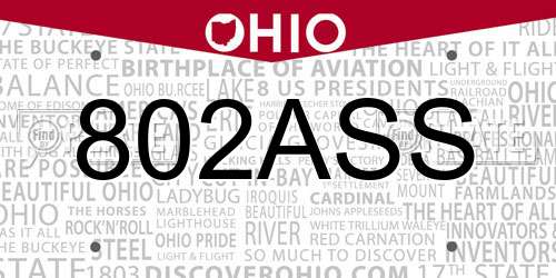 802ASS Ohio License Plate