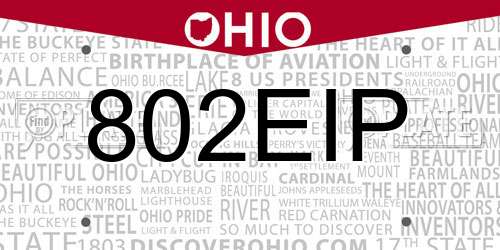 802EIP Ohio License Plate
