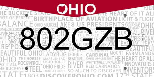 802GZB Ohio License Plate