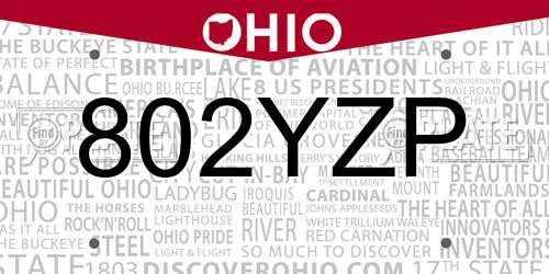 802YZP Ohio License Plate