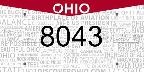 8043 Ohio License Plate