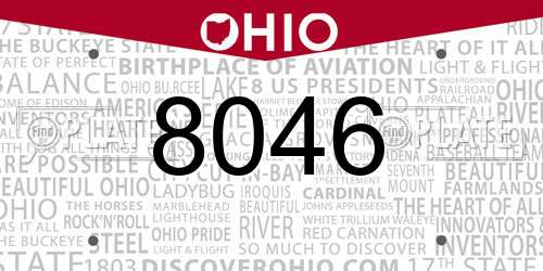 8046 Ohio License Plate