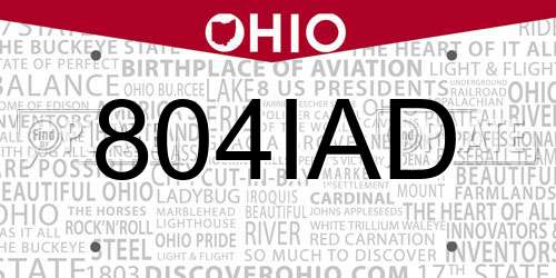 804IAD Ohio License Plate