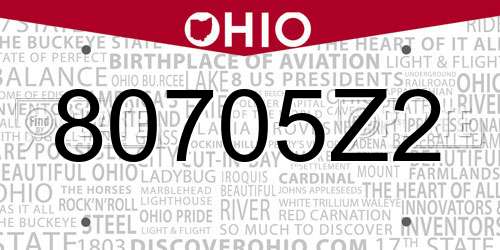 80705Z2 Ohio License Plate
