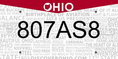 807AS8 Ohio License Plate