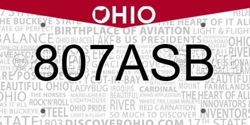 807ASB Ohio License Plate