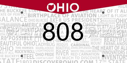 808 Ohio License Plate