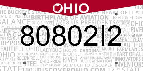 80802I2 Ohio License Plate