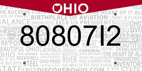 80807I2 Ohio License Plate
