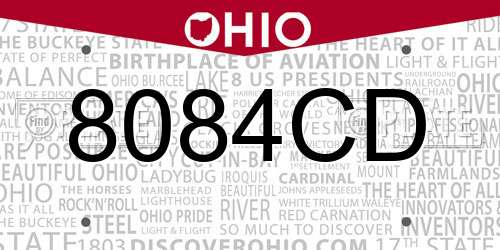 8084CD Ohio License Plate