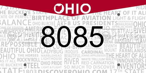 8085 Ohio License Plate