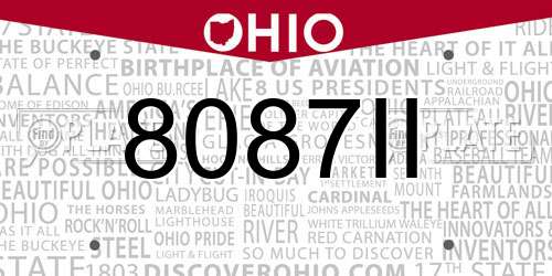 8087II Ohio License Plate