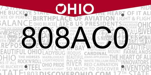 808AC0 Ohio License Plate