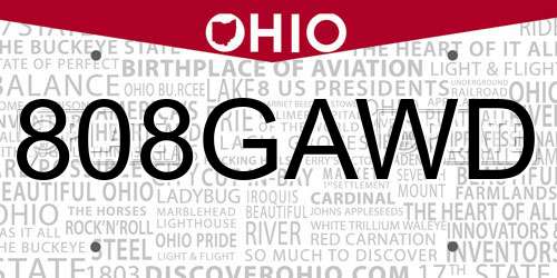 808GAWD Ohio License Plate