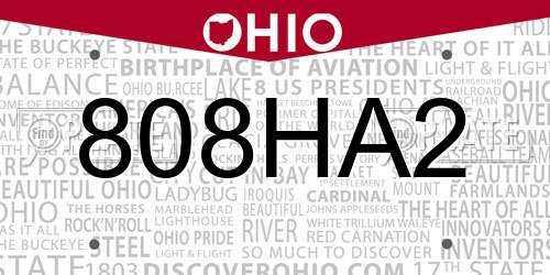 808HA2 Ohio License Plate