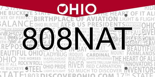 808NAT Ohio License Plate