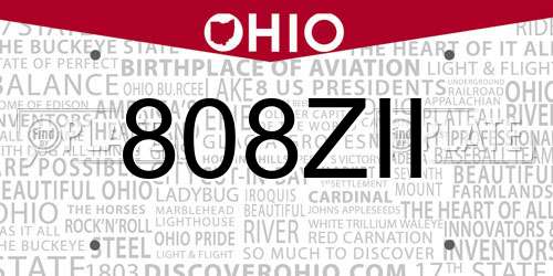 808ZII Ohio License Plate