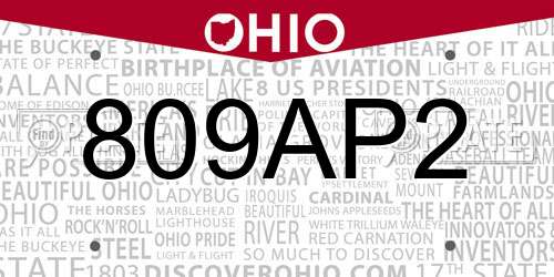 809AP2 Ohio License Plate