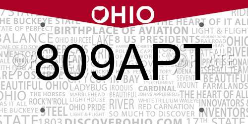 809APT Ohio License Plate