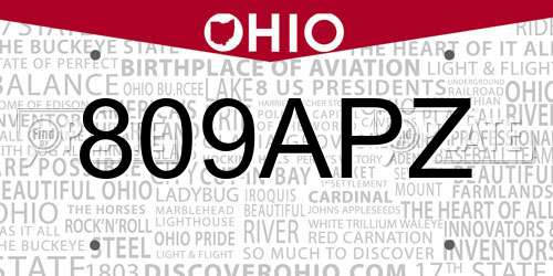 809APZ Ohio License Plate