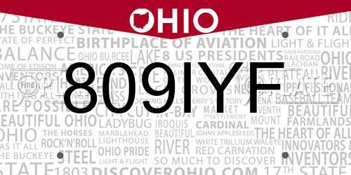 809IYF Ohio License Plate