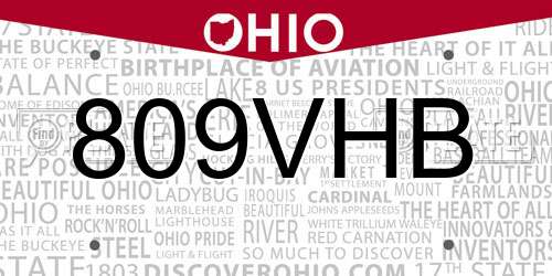 809VHB Ohio License Plate