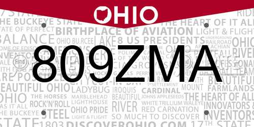809ZMA Ohio License Plate