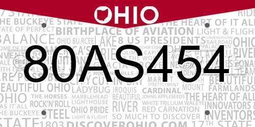 80AS454 Ohio License Plate