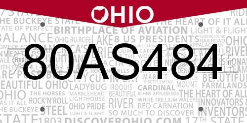 80AS484 Ohio License Plate