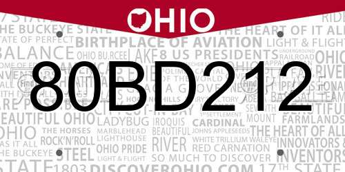 80BD212 Ohio License Plate