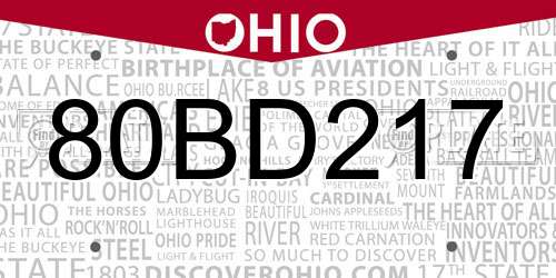 80BD217 Ohio License Plate