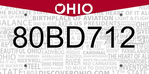 80BD712 Ohio License Plate